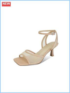 Women's Mesh Kitten Heel Strappy Sandals Ankle Strap Open Toe Dress Heels